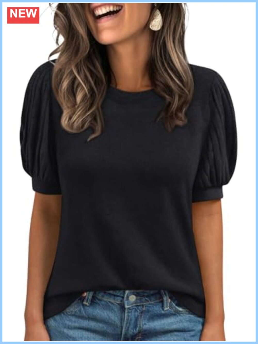 Womens Short Sleeve Tunic Tops Crew Neck Casual Blouse Soft Stretchy
